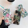 PHEZEN Marble Case for iPhone 11 Pro Max Flower Case Cover Diamand Ring Holder Kickstand Ultra Slim Soft Silicone Rubber Bumper Case,Splice Painted Marble Shockproof Protective Case Cover,Pink Floral