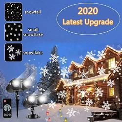 Snowflake Projector Light Outdoor Christmas Snowfall Projection LED Light with Remote Control, JeffWell 2020 Upgrade Moving Snowflake Light Projector Indoor Two Tubes Projection Light for Decoration