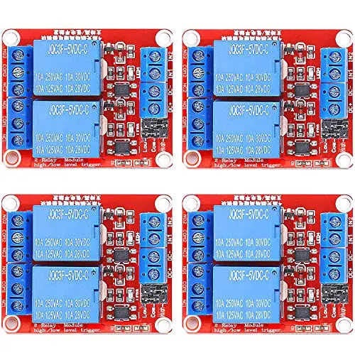 DaFuRui 4Pcs DC 5V 2 Channel Relay Module Board Shield with Optocoupler Support High/Low Level Trigger Compatible for Arduino