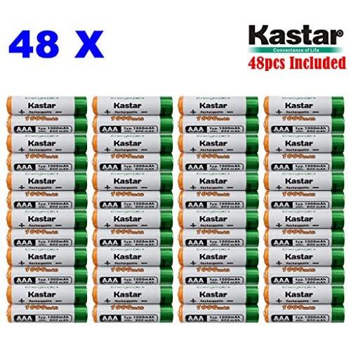 Kastar AAA 48-Pack Ni-MH 1000mAh Super High-Capacity Rechargeable Battery Pre-Charged for Panasonic HHR-4DPA HHR-55AAABU HHR-65AAABU, Out Solar Light, Solar Spinner, Garden Light, Path Light, Remote