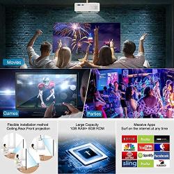 Wireless Mini Projector with Bluetooth YouTube 1080P Wireless Sync with iPhone, LED Portable Home Theater Projector for Movie Gaming, Built-in Speaker HDMI USB VGA Aux Audio