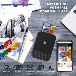 KODAK Smile Instant Digital Bluetooth Printer for iPhone & Android – Edit, Print & Share 2x3 Zink Photos w/ Smile App (Black/ White)
