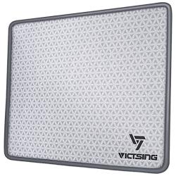 VicTsing Mouse Pad with Stitched Edge, Premium-Textured Mouse Mat, Non-Slip Rubber Base Mousepad for Laptop, Computer & PC, 10.2×8.3×0.08 inches, Grey