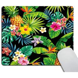 Smooffly Hawaiian Pineapples Mouse Pad Custom,Tropical Palm Leaves and Flowers Mousepad Non-Slip Rubber Gaming Mouse Pad Rectangle Mouse Pads for Computers Laptop