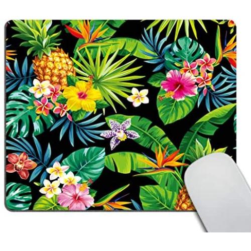 Smooffly Hawaiian Pineapples Mouse Pad Custom,Tropical Palm Leaves and Flowers Mousepad Non-Slip Rubber Gaming Mouse Pad Rectangle Mouse Pads for Computers Laptop