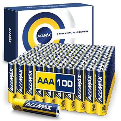 Allmax AAA Maximum Power Alkaline Batteries (100 Count Bulk Pack) – Ultra Long-Lasting Triple A Battery, 10-Year Shelf Life, Leak-Proof, Device Compatible – Powered by EnergyCircle Technology(1.5V)