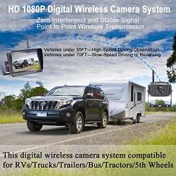 LeeKooLuu F06 HD 1080P Digital Wireless Rear View Camera with 7 Monitor High-Speed Observation System 170° Wide View Angle Night Vision Backup Camera for RVs,Trailers,Bus,Motorhome,5th Wheels