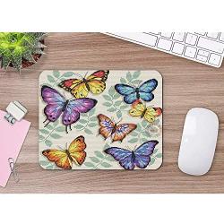 Moslion Butterfly Mouse Pad Colorful Leaves Animal Cute Nature Beautiful Gaming Mouse Mat Non-Slip Rubber Base Thick Mousepad for Laptop Computer PC 9.5x7.9 Inch