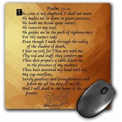 3dRose LLC 8 x 8 x 0.25 Inches Mouse Pad, Psalm 23.''The Lord is My Shepherd'' on a Golden Background with Two Small Lambs (mp_58716_1)