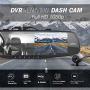 Pyle Dash Cam Rearview Mirror - 4.3” DVR Monitor Rear View Dual Camera Video Recording System in Full HD 1080p w/Built in G-Sensor Motion Detect Parking Control Loop Record Support - PLCMDVR49