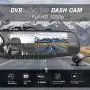 Pyle Dash Cam Rearview Mirror - 4.3” DVR Monitor Rear View Dual Camera Video Recording System in Full HD 1080p w/Built in G-Sensor Motion Detect Parking Control Loop Record Support - PLCMDVR49