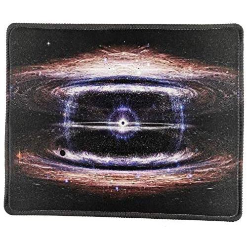 Mouse Pad with Stitched Edge, Computer Mouse Pad with Non-Slip Rubber Base, Mouse Pads for Computers Laptop Mouse 9.6x7.9x0.1 inch, Galaxy (Black Hole)