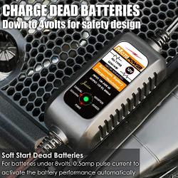 MOTOPOWER MP00205A 12V 800mA Automatic Battery Charger, Battery Maintainer, Trickle Charger, and Battery Desulfator with Timer Protection