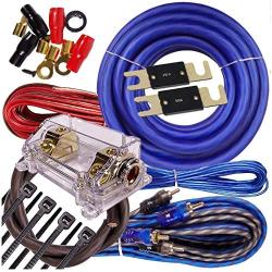 Complete 5000 Watts Gravity 0 Gauge Amplifier Installation Wiring Kit Amp PK1 0 Ga Blue - 250A + 300A Fuse Included - Perfect for Car/Truck/Motorcycle/RV/ATV