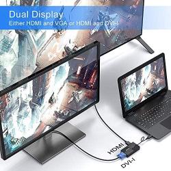 USB to HDMI VGA DVI, External Monitor Adapter, USB Multiple Monitor Adapter DisplayLink Video Converter 2K Full HD 2048x1152, Laptop Docking Stations Compatible for Windows, Mac OS X System [NO Linux]