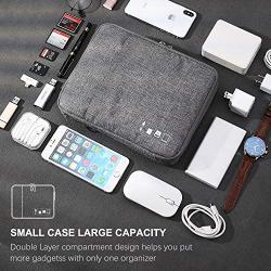 Cable Organizer Bag, Jelly Comb Electronics Organizer Travel Accessories Cord Organizer Cable Storage Bag for Charging Cable, Power Bank, Tablet (Up to 11)and More-(Black and Gray)