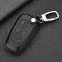 Royalfox(TM) 3 4 5 Buttons Real Leather Smart keyless Entry Remote Key Fob case Cover Keychain for 2017 2018 Ford Mustang Explorer Edge Fusion Mondeo F150 F250 F350 F450 F550 (Black Leather)