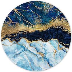 ITNRSIIET [20% Larger] Mouse Pad with Stitched Edge Premium-Textured Mouse Mat Waterproof Non-Slip Rubber Base Round Mousepad for Laptop PC Office 8.7×8.7×0.12 inches, Blue Cracked Marbling