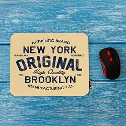 Mugod Original Mouse Pad New York Brooklyn Lettering Vintage Brown Black Mouse Mat Non-Slip Rubber Base Mousepad for Computer Laptop PC Gaming Working Office & Home 9.5x7.9 Inch