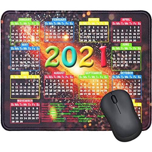 Mouse Pad with Stitched Edge, Computer Mouse Pad with Non-Slip Rubber Base, Mouse Pads for Computers Laptop Mouse 9.6x7.9x0.1 inch, 2021 Galaxy Calendar (Calendar Nebula)