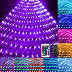 Color Changing Christmas Net Lights 9.8x6.6ft 203 LED Connectable Plug in LED Mesh Lights with Remote for Xmas Tree Lights, Bushes, Wedding, Garden, Indoor, Outdoor Decorations Clearance (Multicolor)