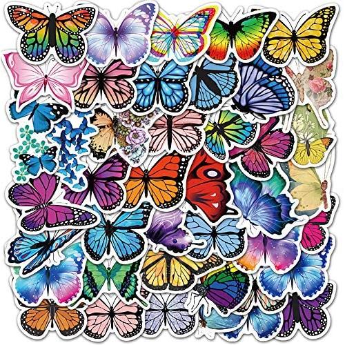 50 Pcs Non-repeative Waterproof Vinly Cute Stickers Pack of Butterfly,Funny Animals Stickers for Laptop MacBook Skateboard Flasks Waterbottles Phone,Stickers for Kids Teens Boys Girls Toddlers.
