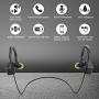 LETSCOM Bluetooth Headphones V5.0 IPX7 Waterproof, Wireless Sport Earphones, HiFi Bass Stereo Sweatproof Earbuds W/Mic, Noise Cancelling Headset for Workout, Running, Gym, 8 Hours Play time