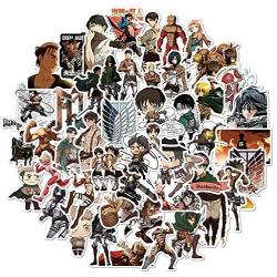 Japanese Manga Attack on Titan Stickers for Water Bottles 50 Pack Cute,Waterproof,Aesthetic,Trendy Stickers for Teens,Girls Perfect for Waterbottle,Laptop,Phone,Travel Extra Durable Vinyl (Attack on Titan)