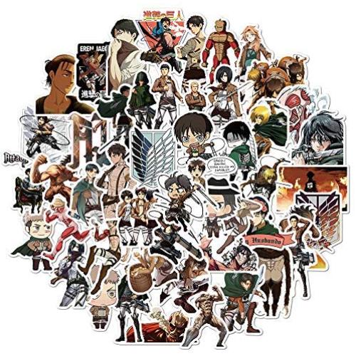 Japanese Manga Attack on Titan Stickers for Water Bottles 50 Pack Cute,Waterproof,Aesthetic,Trendy Stickers for Teens,Girls Perfect for Waterbottle,Laptop,Phone,Travel Extra Durable Vinyl (Attack on Titan)