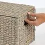 mDesign Natural Woven Water Hyacinth Closet Storage Organizer Basket Bin with Removeable Lids to use in Closet, Bedroom, Bathroom, Entryway, Office - Set of 3 - Gray Finish