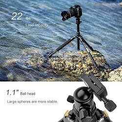 K&F Concept 62 DSLR Tripod, Lightweight and Compact Aluminum Camera Tripod with 360 Panorama Ball Head Quick Release Plate for Travel and Work (TM2324 Black)