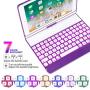 iPad Keyboard Case 9.7 for iPad 2018 (6th Gen) - 2017 (5th Gen) - iPad Pro 9.7 - iPad Air 2 & 1, 7 Color Backlit Keyboard Case/360 Rotate Wireless/BT Keyboard Case with Auto Sleep/Wake Purple