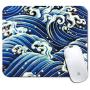 Personalized Rectangle Mouse Pad- Non-Slip Rubber Comfortable Customized Printed Blue Wave Pattern Computer Mouse Pad (9.45x7.87inch)