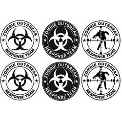 SecurePro Products - 6 Pack of Black & White Premium Quality Zombie Outbreak Response Team 3M Vinyl Decal Stickers - 4 Inches Round