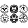 SecurePro Products - 6 Pack of Black & White Premium Quality Zombie Outbreak Response Team 3M Vinyl Decal Stickers - 4 Inches Round