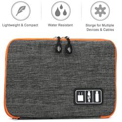 Electronics Organizer, Jelly Comb Electronic Accessories Cable Organizer Bag Waterproof Travel Cable Storage Bag for Charging Cable, Cellphone, Mini Tablet (Up to 7.9) and More (Orange and Gray)