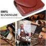 FYY Handmade Premium PU Leather Business Name Card Case Universal Card Holder with Magnetic Closure (Hold 30 pics of Cards) Brown