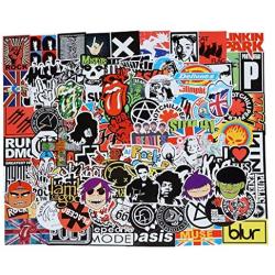 Band Stickers 100 Pcs Rock and Roll Music Stickers, Vinyl Waterproof Stickers for Personalize Laptop, Electronic Organ, Guitar, Piano, Helmet, Skateboard, Luggage Graffiti Decals