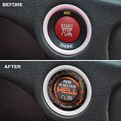 ToolEpic for Dodge Ram 1500 Challenger Charger Durango Accessories 2015-2021 - Engine Start Stop Button Overlay Go Mango Sticker Emblem - Push to Release Hell Badge Unique Style - Perfect for Decals