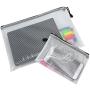 10pcs Zipper File Bags, Black Zipper Mesh Pouch, in 5 Sizes, Document Pouch Multipurpose Travel Bags File Holder with Grid for Office Supplies Cosmetics Travel Accessories