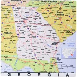 3drose Print of Georgia Cities and State Map - Mouse Pad