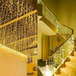 ZIMINGU LED Icicle Lights,LED Curtain Light,96LEDS 13FT 8 Modes,RGB Decorations Fairy Lights for Holiday Party Yard Garden Wedding Bedroom Patio Christmas (Warm White, 4M)