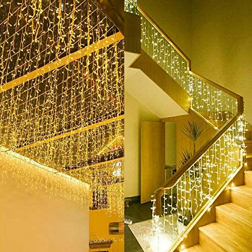 ZIMINGU LED Icicle Lights,LED Curtain Light,96LEDS 13FT 8 Modes,RGB Decorations Fairy Lights for Holiday Party Yard Garden Wedding Bedroom Patio Christmas (Warm White, 4M)