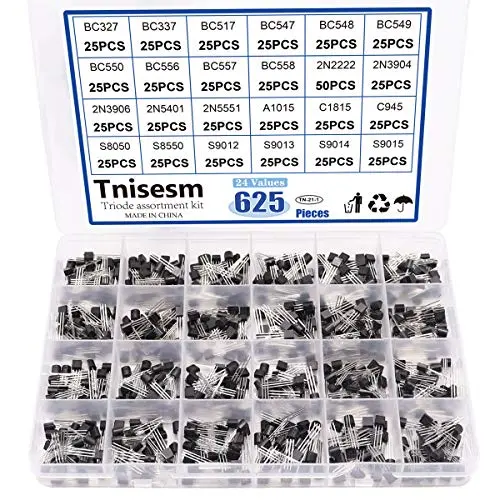Tnisesm 625Pcs 24 Values NPN PNP Power General Purpose Transistors Assortment Kit BC327 - S9015 for Hobby Electronics, Audio-Video, Repair & Electronic Projects Tnisesm 625Pcs 24 Values NPN PNP Power General Purpose Transistors Assortment Kit BC327 - S9015 for Hobby Electronics, Audio-Video, Repair & Electronic Projects