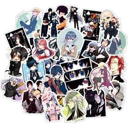 Black Butler Stickers for Water Bottles 50 Pack Cute,Waterproof,Aesthetic,Trendy Stickers for Teens,Girls Perfect for Waterbottle,Laptop,Phone,Travel Extra Durable Vinyl (Black Butler)