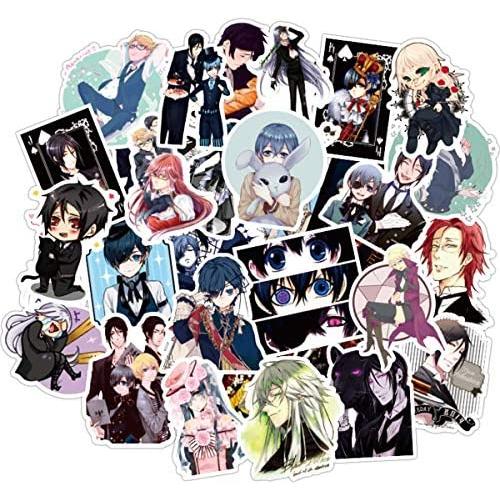 Black Butler Stickers for Water Bottles 50 Pack Cute,Waterproof,Aesthetic,Trendy Stickers for Teens,Girls Perfect for Waterbottle,Laptop,Phone,Travel Extra Durable Vinyl (Black Butler)