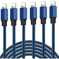 CovertSafe iPhone Charger, MFi Certified Lightning Cable 6 Pack (3/3/3/6/6/10FT) Charging USB Syncing Data Nylon Braided Compatible iPhone 11/Pro/Max/X/XS/XR/XS Max/8/Plus/7/7 Plus/6/6S/6 Plus More