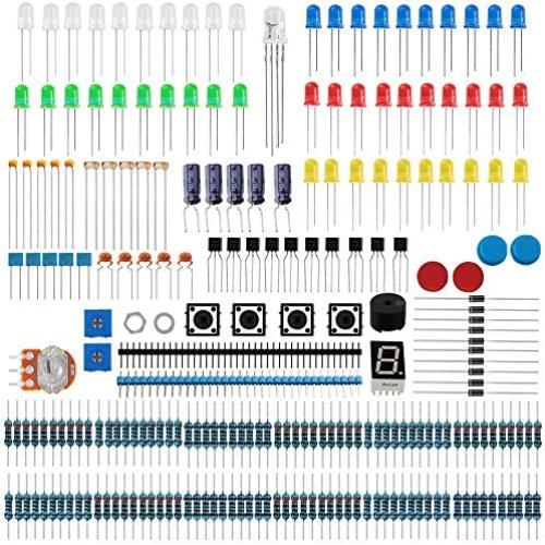 Keywish CP-L1 Electronic Component Starter Kit With Resistor,Transistor,RGB,Capacitor,LED,Buzzer,Switch,Potentiometer For Arduino UNO Nano,MEGA2560,Raspberry Pi,STEM,Micro:bit
