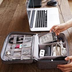 Electronic Organizer Travel Universal Cable Organizer Cable Cord Bag Electronics Accessories Cases Storage Bag Waterproof for Cable, Charger, Phone, USB, SD Card, Power Bank (OE-Black)