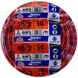 Southwire 28829022 50 10/2 with ground Romex brand SIMpull residential indoor electrical wire type NM-B, Orange